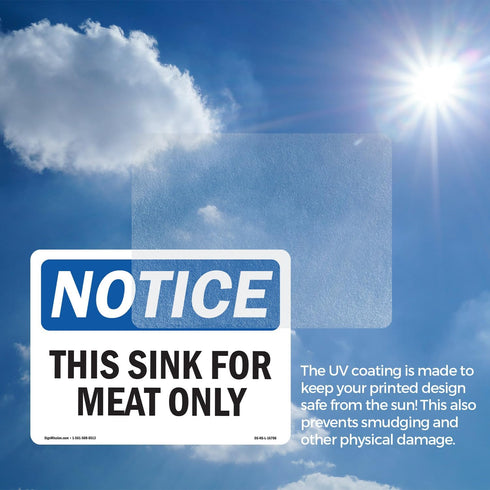 5 Inch 3.5 Inch 10 Pack This Sink For Meat Only OSHA Notice Vinyl Decal Label x