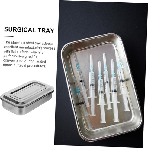 8 Inch Stainless Steel Medical Instrument Tray with Lid - Ideal for Home and Salon Use