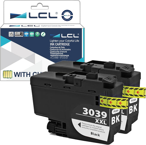 LCL Compatible Ink Cartridge Replacement for Brother LC3039 XXL, 2-Pack Black for MFC-J5845DW Series
