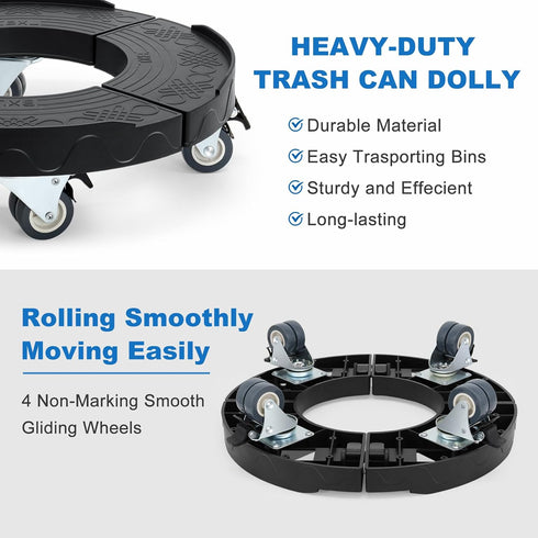 15-19 Inch 4 440lbs W B D WEIBIDA Trash Can Dolly Wheels Adjustable Round Roller with Wheels Drum Cart Heavy Duty Keg