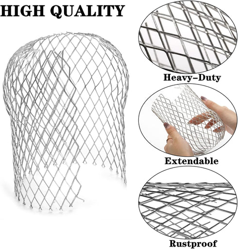 DEAYOU 12 Pack Gutter Guard Strainer, Rustproof Downspout Rain Protector for Leaf Debris Blockage