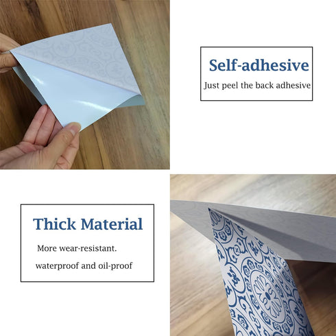 Peel & Stick Tile Stickers, 12 PCS Self Adhesive Backsplash Decorative Wall Stickers for Kitchen Bathroom, Waterproof