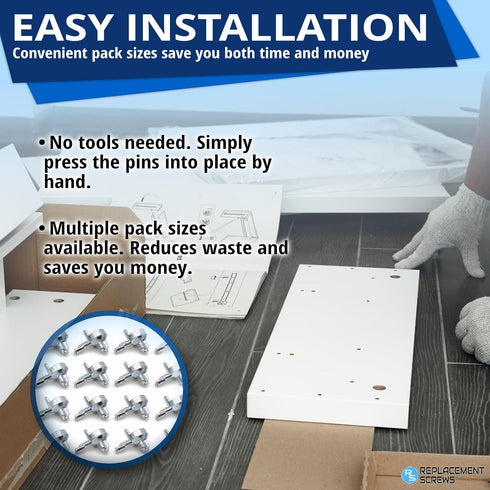 12pcs 131372 ReplacementScrews Billy Bookshelf Pins/Pegs Compatible with IKEA Part - Zinc Alloy Die-Cast Shelf Supports