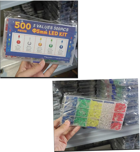 Generic 500 5 Colors5mm Pack Bulb 5 mm pcs LED Diode Lights Assored Kit Bright Lighting Lamps Electronics Components