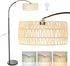 Feijidengshi Arc Floor Lamp for Living Room,Stylish Rattan Boho Floor Lamp with 3