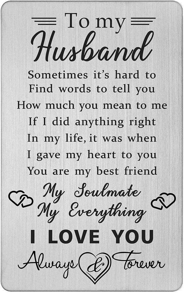 Gifts for Husband Wallet Card, Wedding Anniversary Card for Him, Romantic Birthday Gifts from Wife