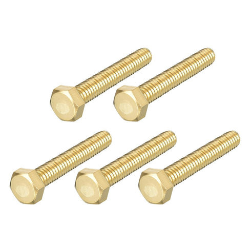 Hex Head Screw Bolt 5Pcs (5/16-18x2"), Brass Fully Threaded Solid Hex Bolts for Machinery Repair