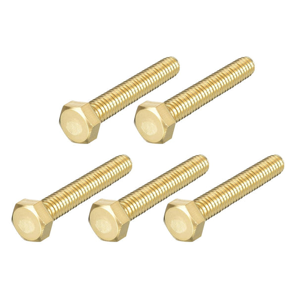 Hex Head Screw Bolt 5Pcs (5/16-18x2"), Brass Fully Threaded Solid Hex Bolts for Machinery Repair