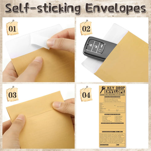 Geyee 500 PCS Drop Key Envelopes - Self Adhesive Overnight Drop Box Envelopes for Auto Repair Shops