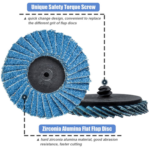 15Pcs 2 Inch 40/60/ 80Grit 1/4 Inch Mesee Roll Lock Flap Disc Kit, Quick Change Flap Grinding Wheel with Shank Disc Pad