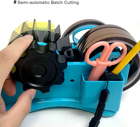 Heat Tape Dispenser Blue Multi-Roll Set, PreCut 1.4'' Pieces for Heat Press Machine with Semi-Automatic Dispenser