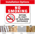 No Smoking Within 25 Feet of Building Entrance Sign, 4 Pack - 10"x7" Rust Free Reflective Aluminum, Weatherproof