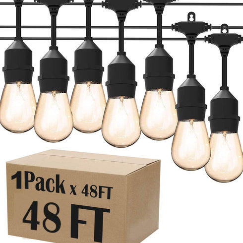 Magictec LED Shatterproof String Lights Commercial Grade with 15 Hanging Sockets 48 Ft
