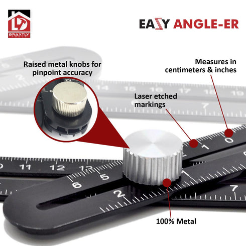 Easy Angle-ER Heavy Duty Template Tool - Ultimate Multi Angle Ruler for Measuring Angles - Premium Metal Alloy Tool