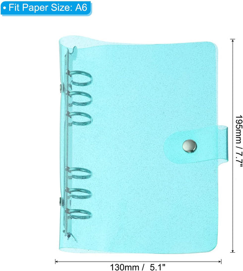 PATIKIL A6 Clear Binder Cover, Soft PVC Bling Loose Leaf Binder Protector Refillable Notebook Shell with Snap Button Closure for DIY Meeting Notebook Folder, Blue by PATIKIL