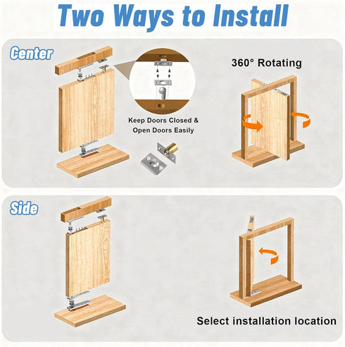 PercyEffie 200Lb Doors,360 Pivot Hinge Heavy Duty for Max Wood Door,Hidden Door Hinge for Secret Degree Rotation,Pivot