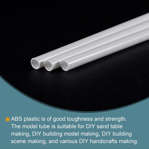 MECCANIXITY Plastic Model Tube, ABS Round Tube 3/16" OD 10" White for Architectural Model Making DIY, 5 Pack