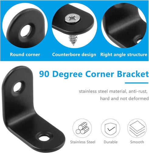 12Pcs 1 1 Inch 90 Bonsicoky L Bracket Right Angle Corner Brace, Stainless Steel x Joint Right Angle, Black Degree Shelf