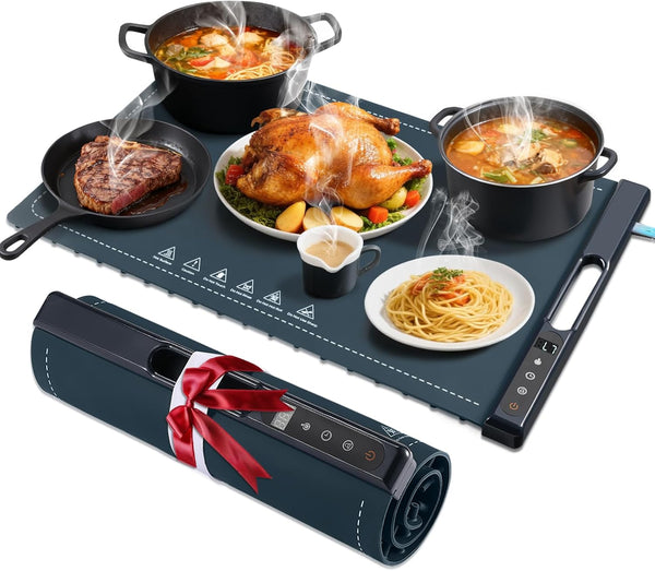 DTPTCIM Food Warming Tray,10-Second Fast Heating,7 Temperature Settings with Timer & Overheat Protection.Warming