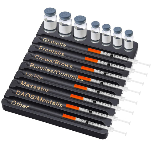 Geelin 1 Pcs Aesthetic Practitioner Syringe Tray with 8 Slots Label Bamboo