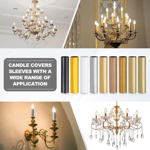 3 1.75" 3 E12 Bulb PATIKIL Pcs Tall Candle Covers Sleeves, Pcs Metal Chandelier Socket Sleeves with Insulation Heat