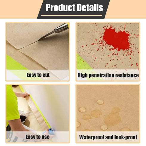 Masking Paper, 20" X 50feet, Tape and Drape for Automotive Painting Covering, Paint Spray Shield