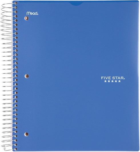 Mead Five Star Notebook + Study App - 5 Subject College Ruled Notebook, Water Resistant, 8.5 x 11, 200 Sheets