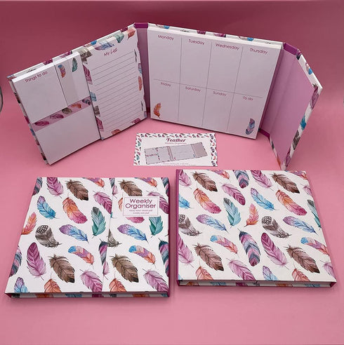 Nicepaper Cute Weekly Organizer Self-Stick Notes, Pastel Memo Pad Set with Feather Shapes, Perfect for Weekly Note