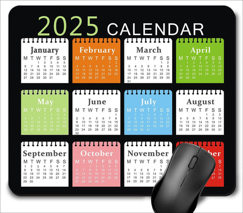 Amakoo 2025 Calendar Mouse Pad, Gaming Rectangle Mousepad for Computer Laptop Non-Slip Rubber