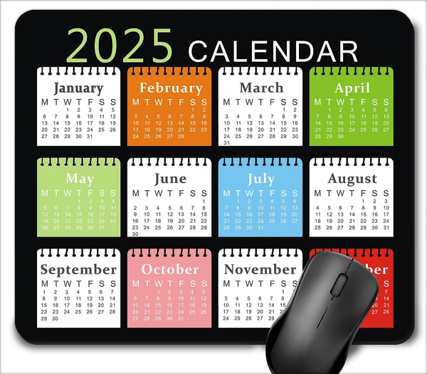 Amakoo 2025 Calendar Mouse Pad, Gaming Rectangle Mousepad for Computer Laptop Non-Slip Rubber