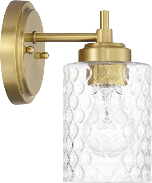 1 10 Craftmade - Claire Light in. Satin Brass Finish Wall Sconce with Clear Bubble Glass