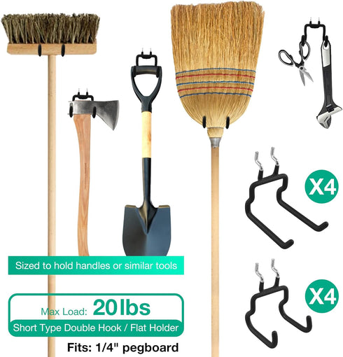 G.CORE 8-Pack Pegboard Hooks, Peg Board Tool Utility Hooks & Hangers Fit 1/4" Pegboards, Heavy Duty Metal Peg Board Shelving Hooks, Wall Organizers and Storage for Craft Room Garage Workbench Office by G.CORE