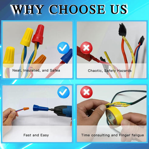 Wire Nut Driver, Spin Twist Wire Connector Socket with 1/4" Chuck, Enhanced Wiring Efficiency, 50pcs Wire Caps
