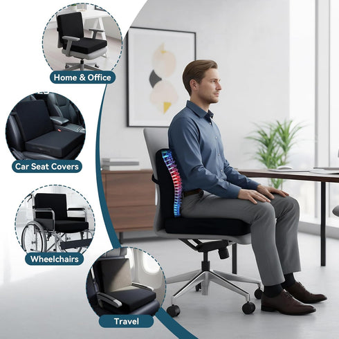 Tailbone Thick Booster Car Seat with Back, Seat Cushion for Pain Relief, Portable Breathable Mesh Fabric, for Office