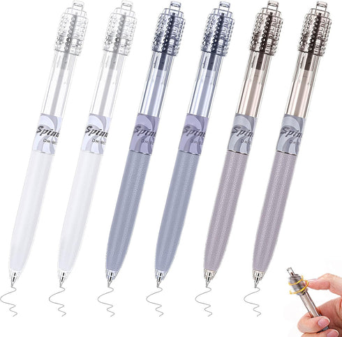 Crtiin 6 Pcs Fidget Spinner Pens for Adults Black Ink Gel Pens