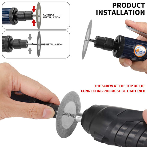 5Pcs 60mm Diamond Cutting Disc Cut Off Wheels with 5Pcs Mandrel 1/8'' Shank for Rotary Tool Drill Attachment