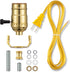 Lamp Repair Kit for Table and Floor Lamps, Rewiring Kit with 3 Way Socket Replacement, 12FT Cord, Brass Finish