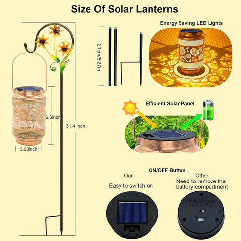 Sunflower Solar Lanterns Outdoor Waterproof with Shepherd Hook, Sunflower Gifts for Mothers Day Birthday Women Mom