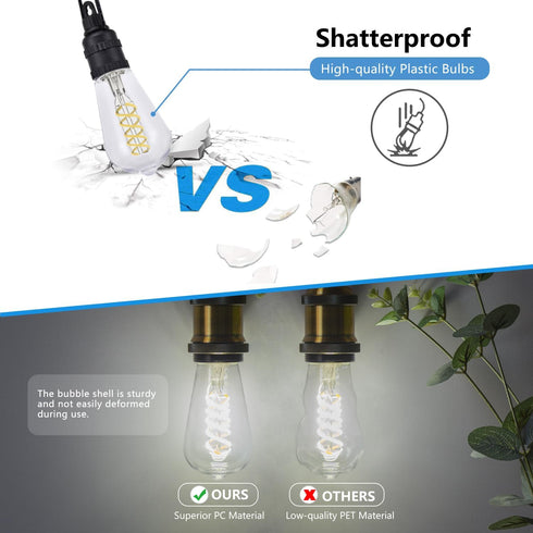 Dimmable LED Edison Bulbs, 6W Equivalent to 60W, E26 5000K ST58/ST19, 12 Pack Antique Flexible Spiral