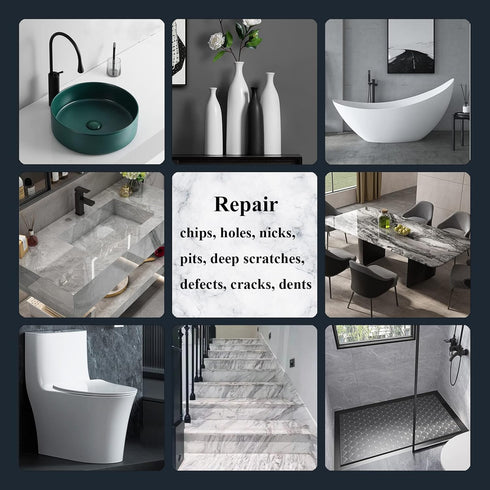 Tub, Tile and Shower Repair Kit (Color Match), Hupeyna Porcelain Repair Kit for Chips, Dents, Cracks