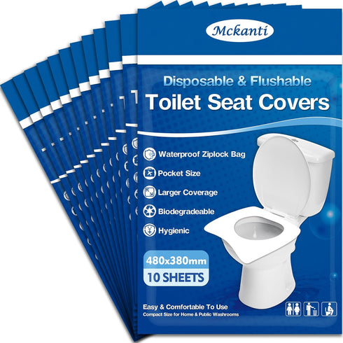 Mckanti Toilet Seat Covers Disposable - 120 Pack XL Flushable Paper Toilet
