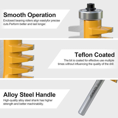 Professional Finger Joint Router Bit, 1/4" Shank Reversible Glue Joint Bit for Woodworking and DIY Projects