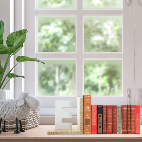 Wooden Letter E Bookends - Stylish Desk Organizer for Books and Files