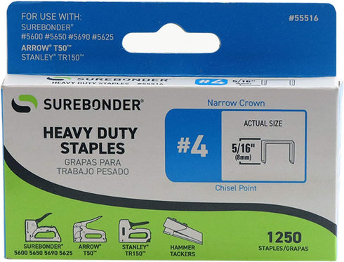 Surebonder Heavy Duty Staples, Arrow T50 Type, 5/16-Inch Length, 1250 Count