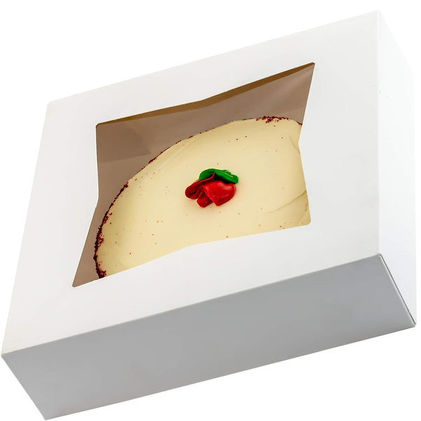 Gourmet 10in White Bakery Box, 1 Pack, Cute Window Display for Pies, Cakes, Cupcakes, Pastries