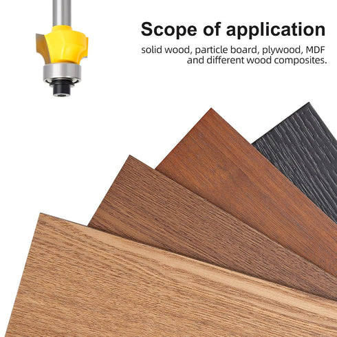 2PCS Roundover Edging Router Bit Set, 1/4-Inch Shank Round Nose Cutter Tools, 1/8" Radius
