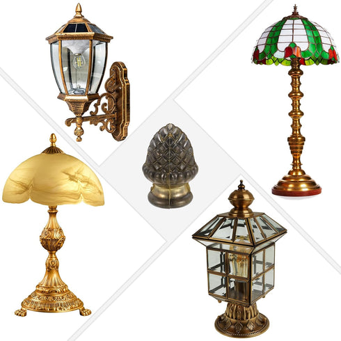 PATIKIL 25 36.5mm 1 Set x Lamp Finials Caps Knob, Solid Brass Lamp Shade Top Decoration Screw Cap Nuts with Brass