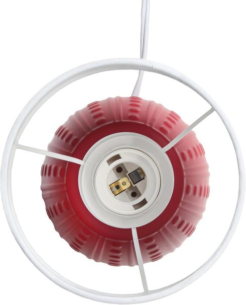 LT1163-RED 12.5" Simple Designs Chic Glow Mini Textured Oval Table Lamp, for Bedroom, Office, Living Room, Stylish