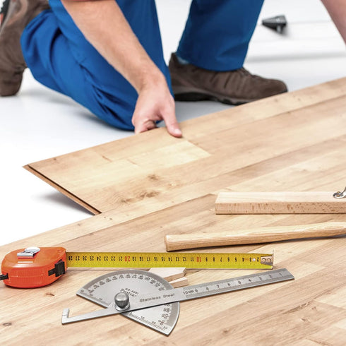 Angle Protractor, Stainless Steel Angle Ruler Finder 0-180 Degrees, 10 cm Woodworking Measure Tool