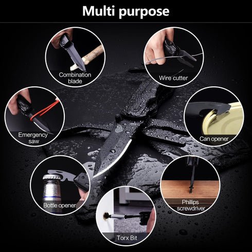 14 in 1 Multitool Pocket Knife Set for Men, Tactical Multi Tool Plier with Nylon Sheath for Outdoor Camping Survival